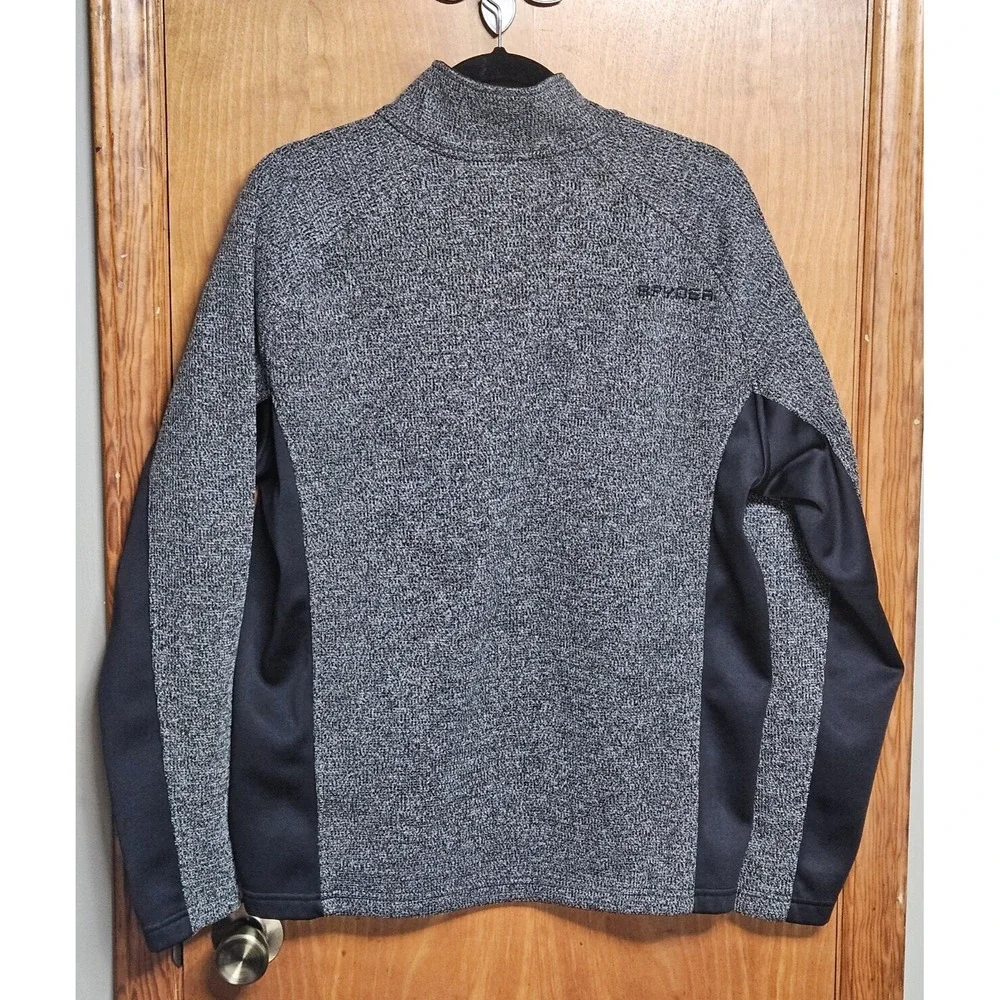 Spyder Mens LARGE Gray/Black Zip Up Jacket Pullover Warm Thick Front Pocket